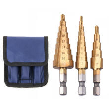 3Pcs/set HSS Step Drill Bit Set Hex Shank Cone Drill Titanium Bit Cone Hole Cutter Metal Countersink Drill Bits 3-4/12/20mm